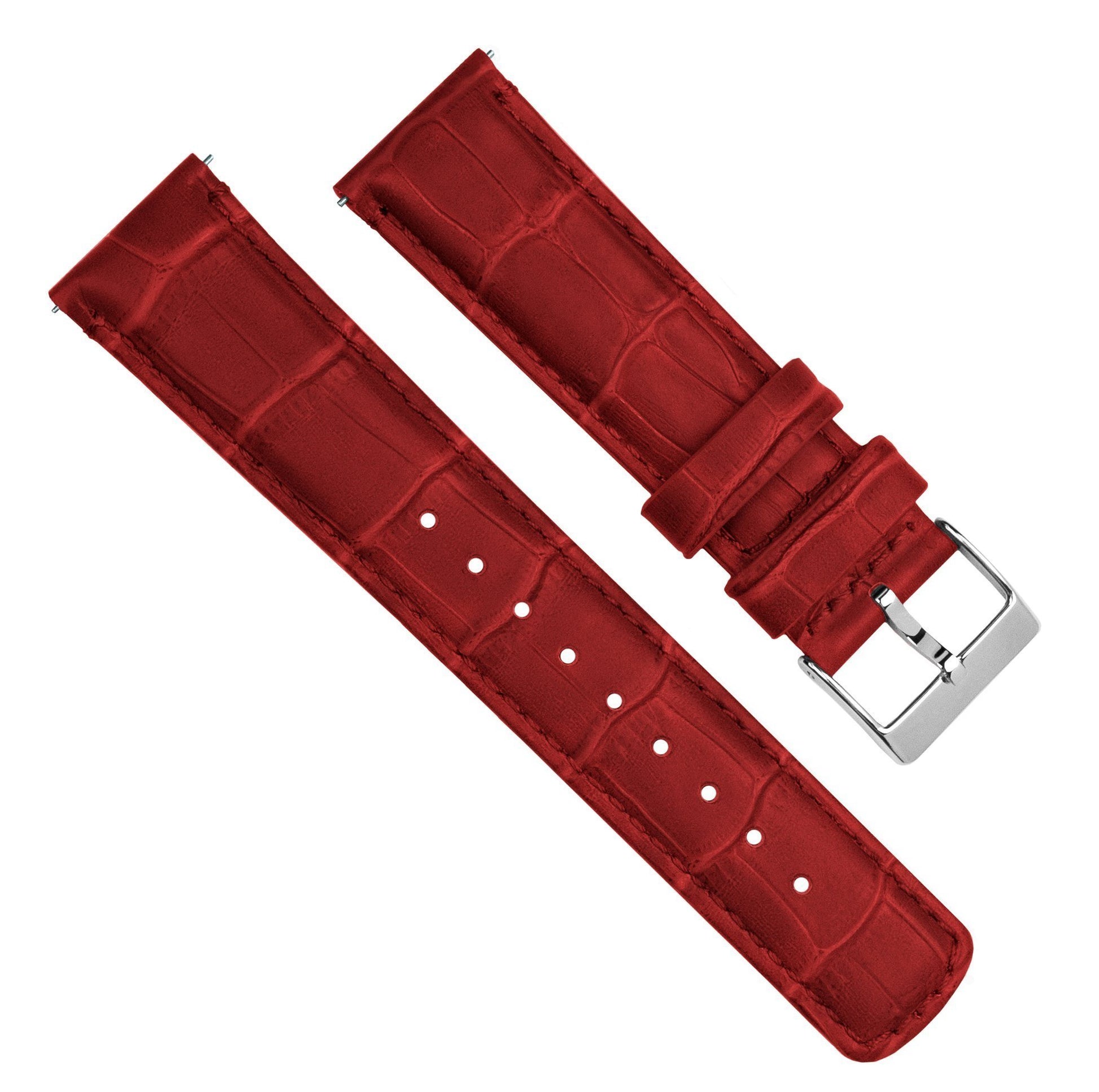 Fossil Q | Crimson Red Alligator Grain Leather - Barton Watch Bands
