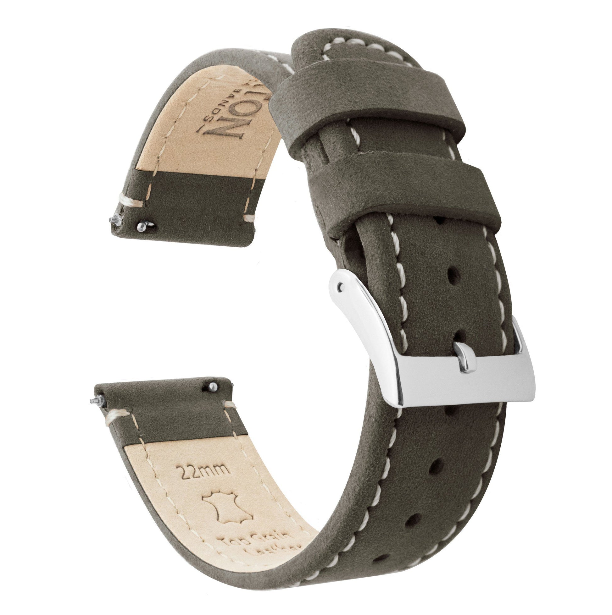 Fossil Q | Espresso Brown Leather & Linen White Stitching - Barton Watch Bands