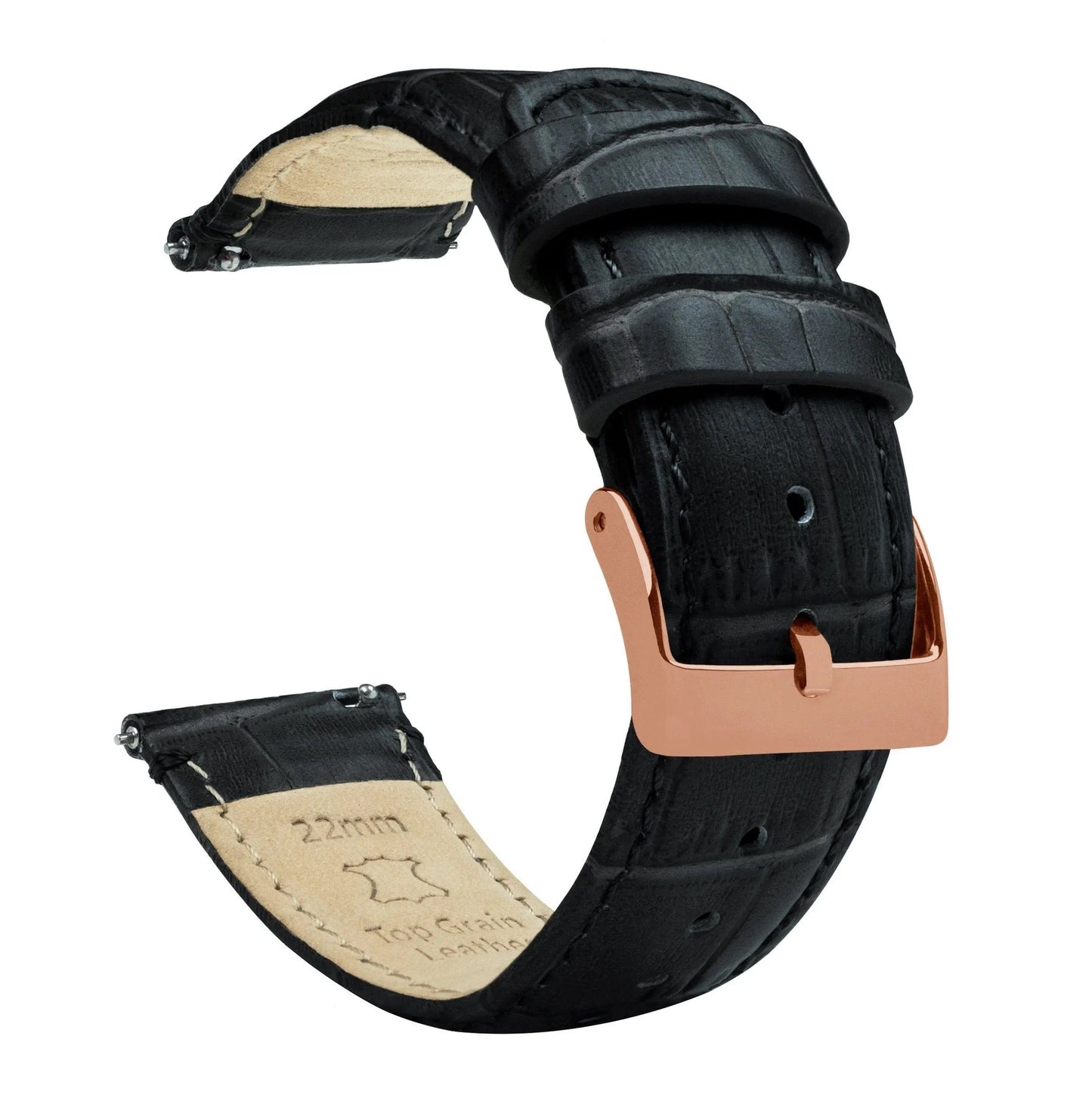 Fossil Sport | Black Alligator Grain Leather - Barton Watch Bands