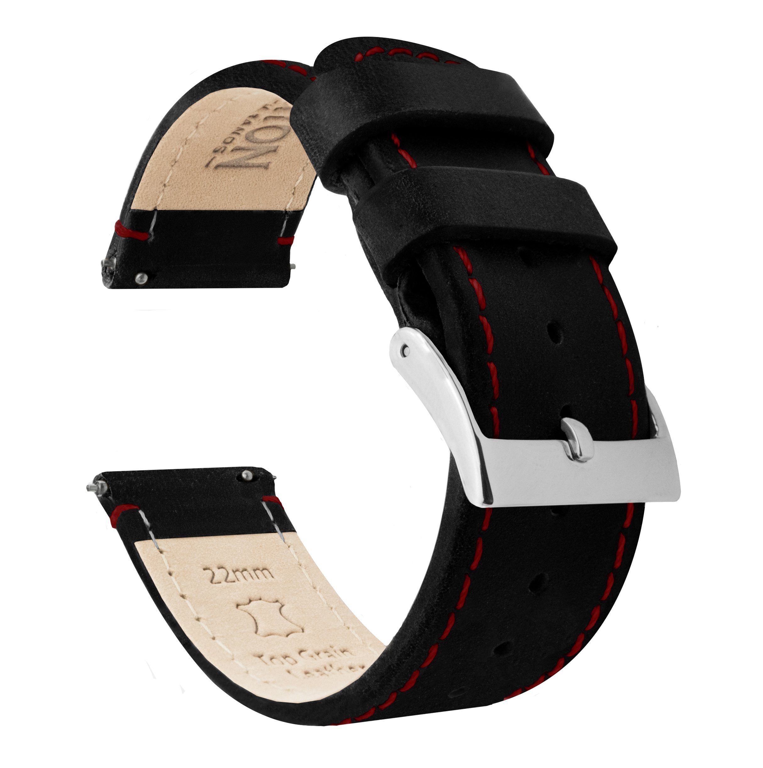 Samsung Gear S3 Leather Watch Band | Black Watch Strap