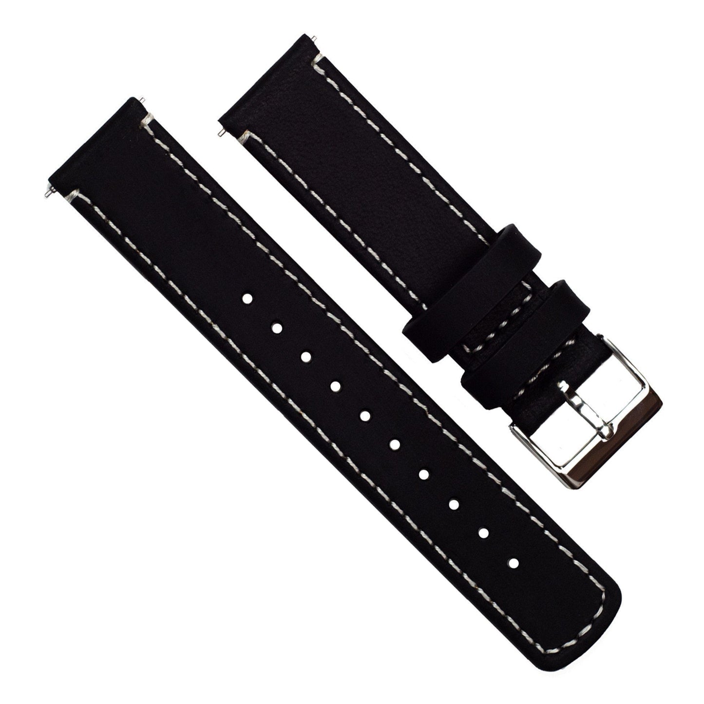Gear S3 Classic & Frontier | Black Leather & Linen White Stitching - Barton Watch Bands