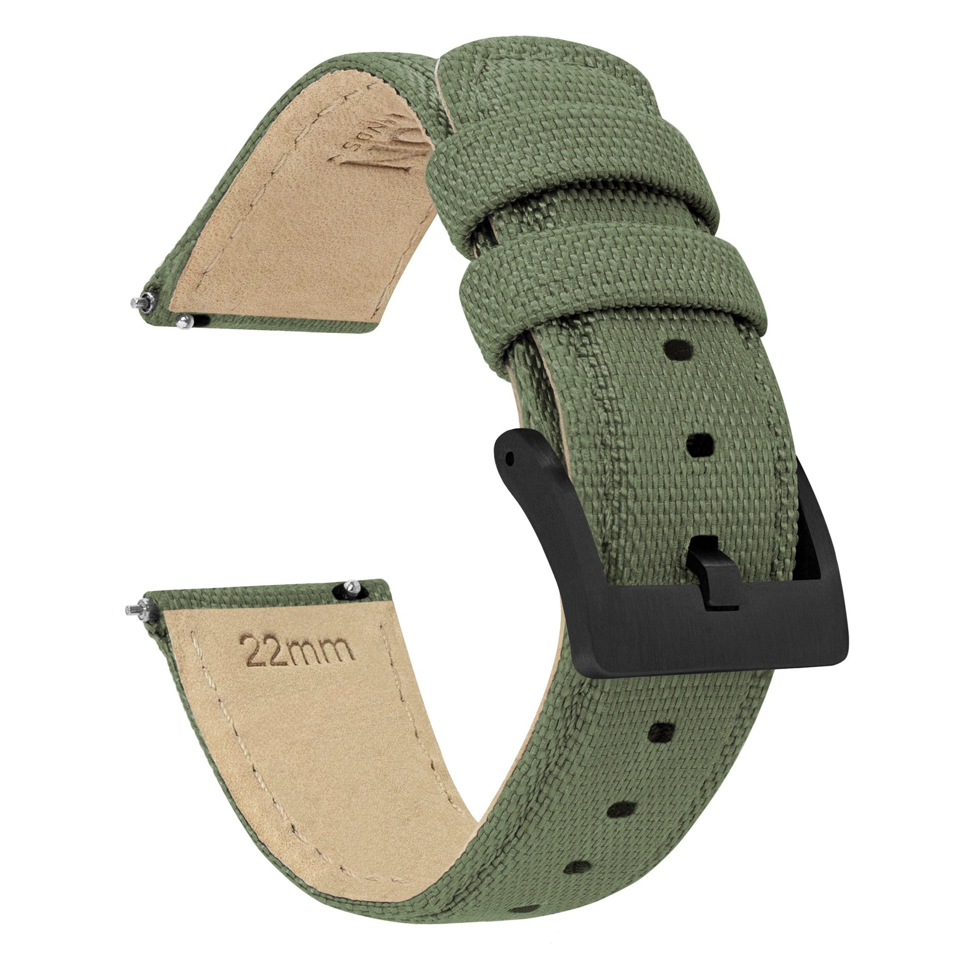 Gear S3 Classic & Frontier | Sailcloth Quick Release | Army Green - Barton Watch Bands