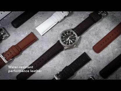 White Water Resistant Leather White Stitching Watch Band