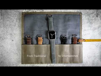 Slate Grey Italian Suede Beige Stitching Watch Band