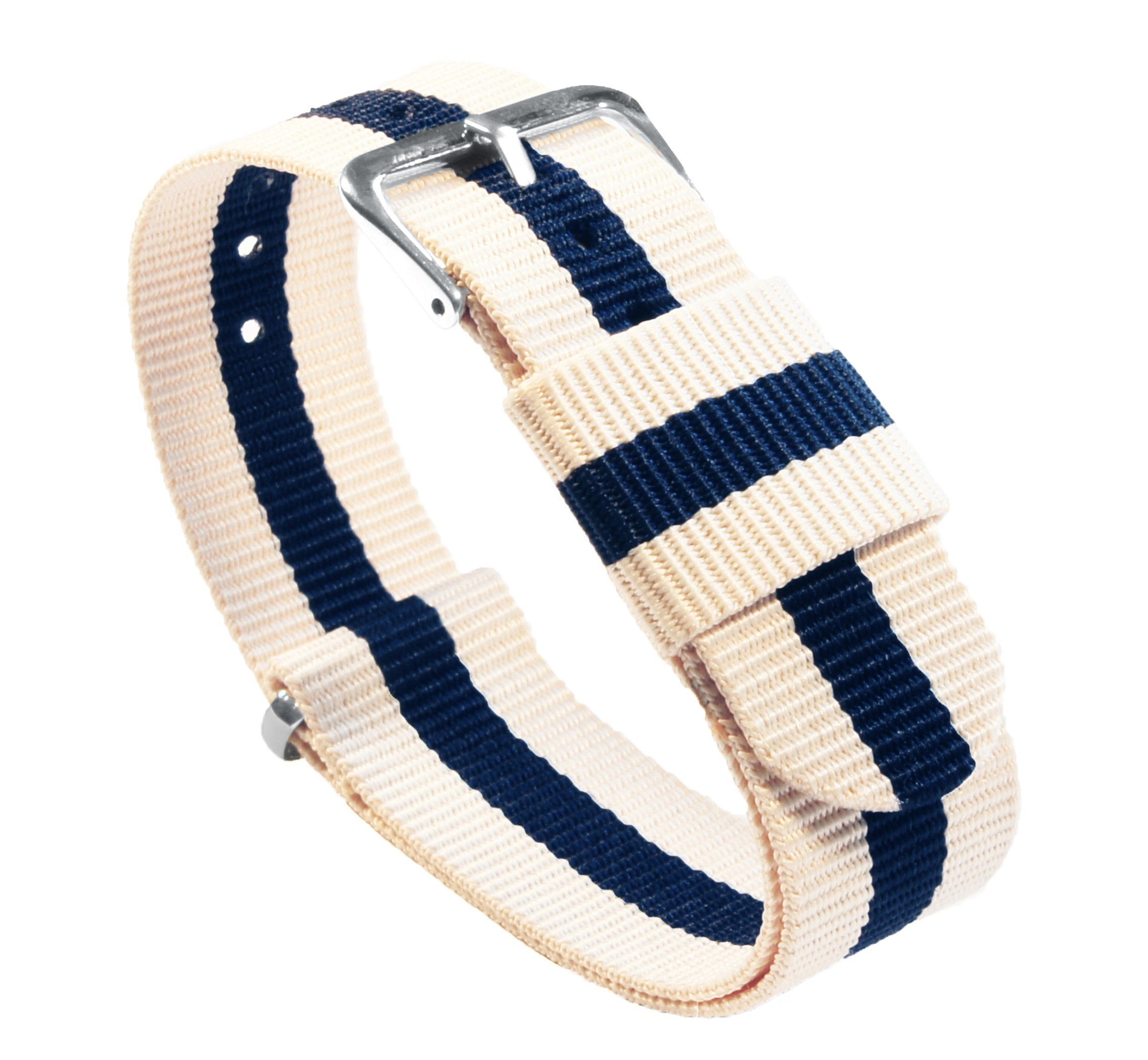 Nylon Watch Band / Strap Linen & Navy | Nylon Nato Style | Barton