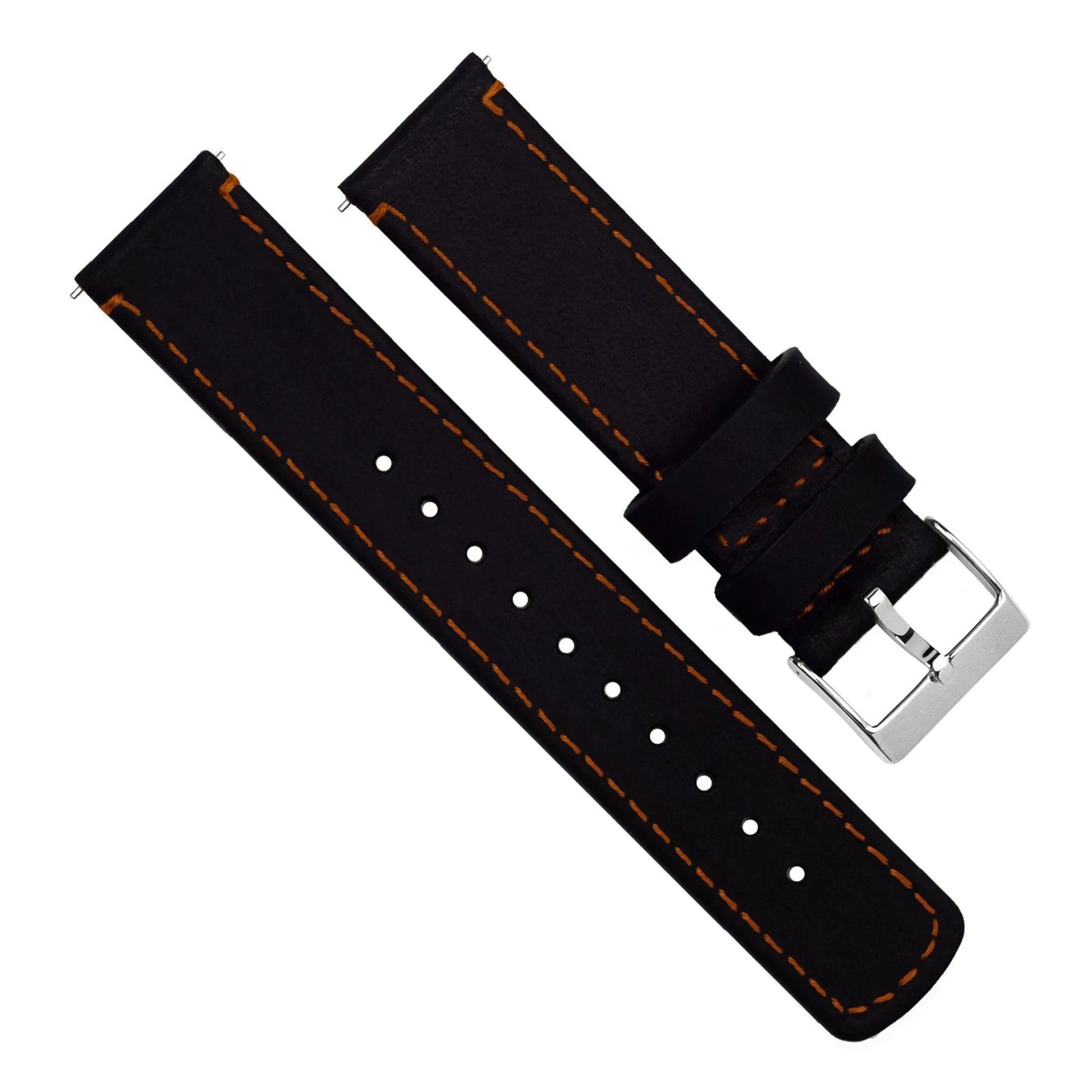 Mobvoi TicWatch | Black Leather & Orange Stitching - Barton Watch Bands