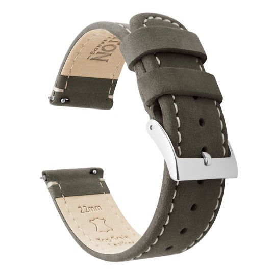 Mobvoi TicWatch | Espresso Brown Leather & Linen White Stitching - Barton Watch Bands