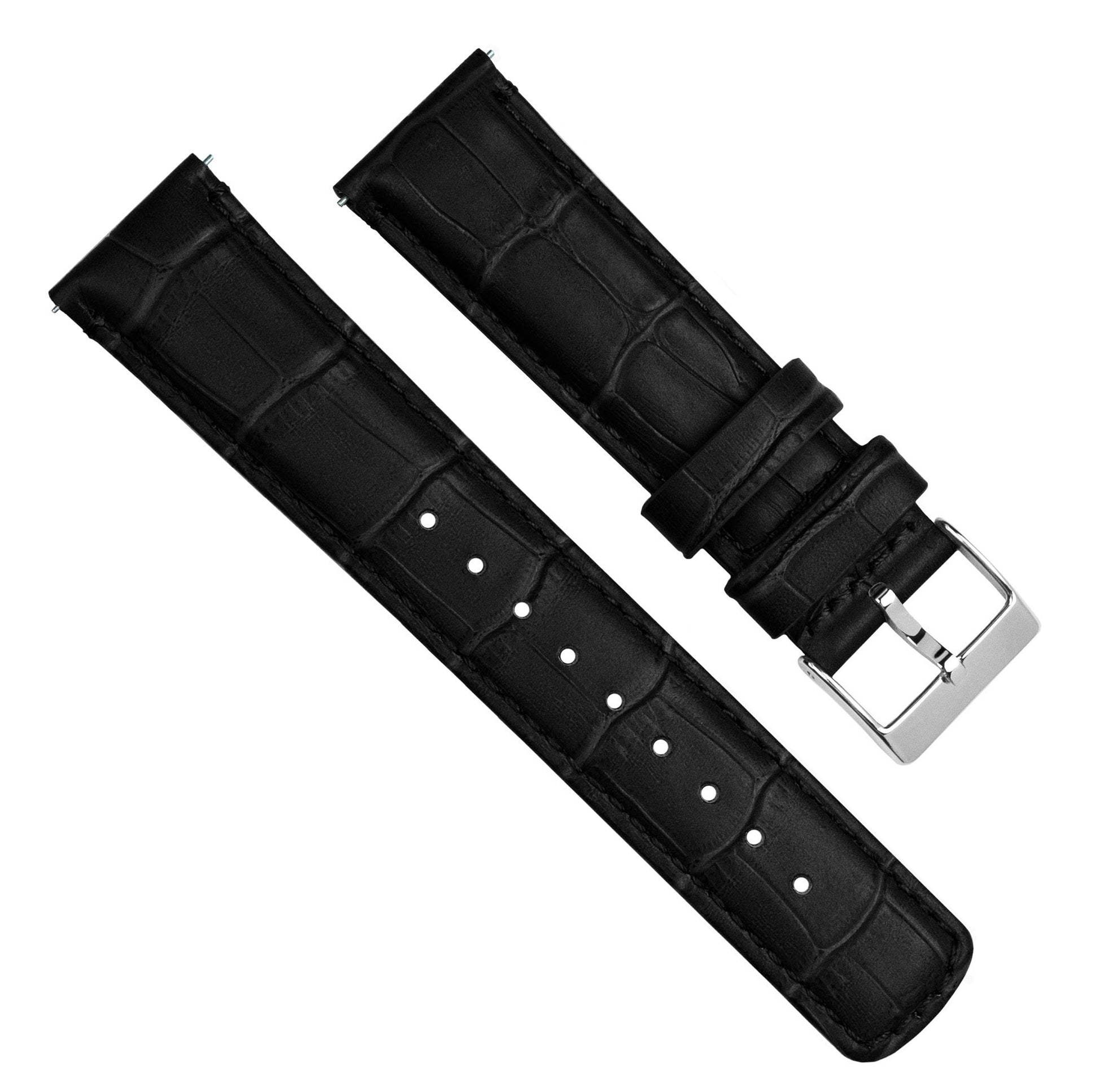 Moto 360 Gen2 | Black Alligator Grain Leather - Barton Watch Bands