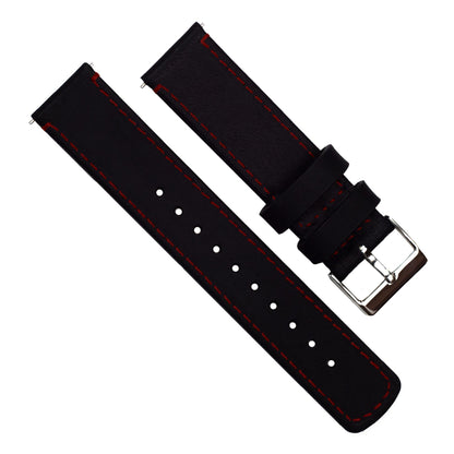 Moto 360 Gen2 | Black Leather & Crimson Red Stitching - Barton Watch Bands