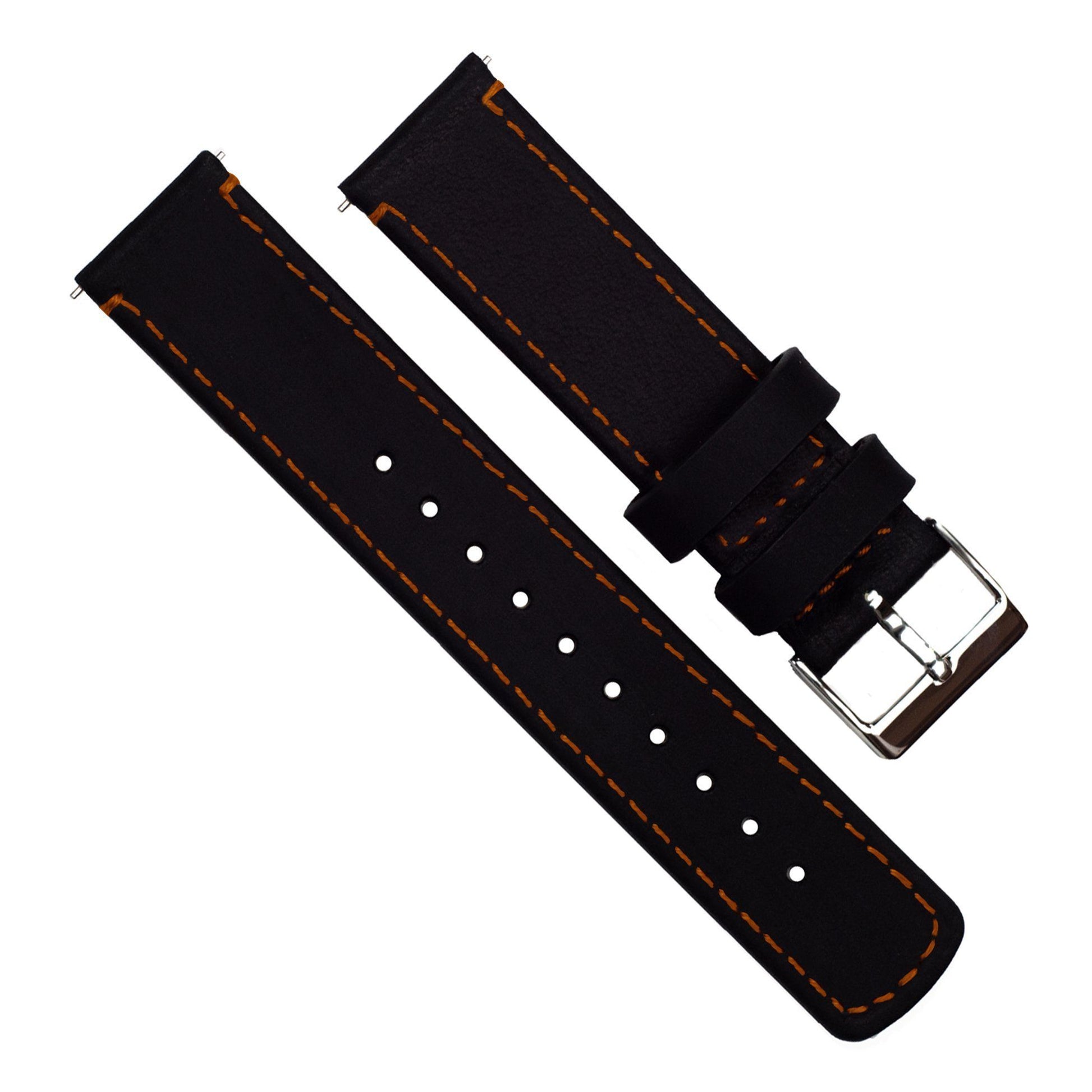 Moto 360 Gen2 | Black Leather & Orange Stitching - Barton Watch Bands