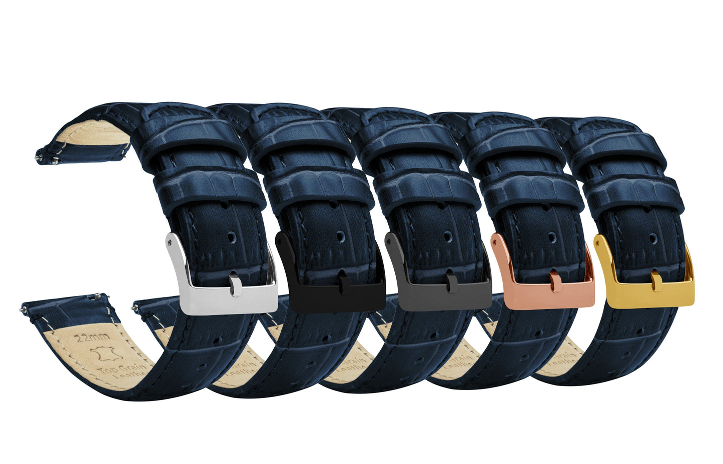 Navy Blue | Alligator Grain Leather - Barton Watch Bands