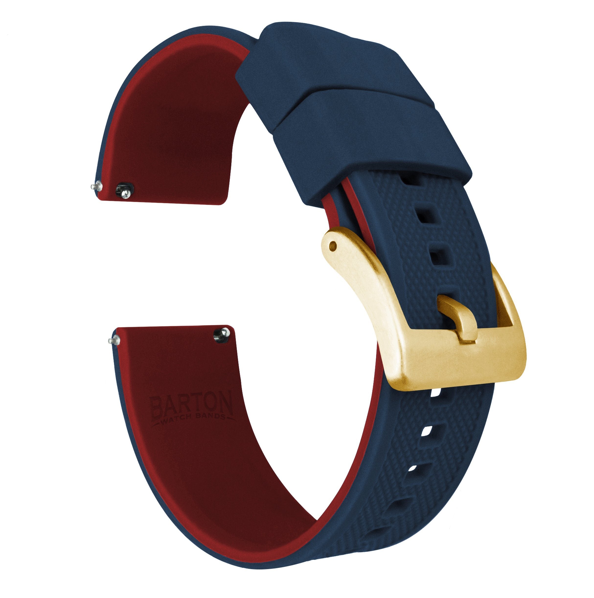 Navy Blue Top Red Bottom Elite Silicone Watch Bands BARTON
