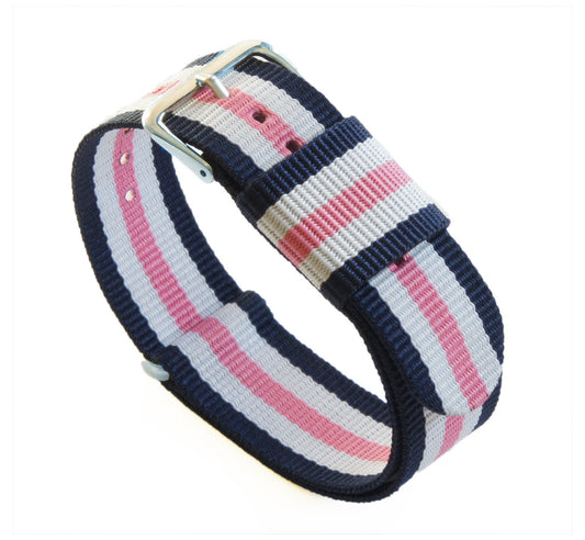 Navy, Pink & Ivory | Nylon NATO Style - Barton Watch Bands