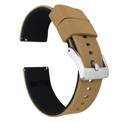 Pebble Smart Watches | Elite Silicone | Khaki Tan Top / Black Bottom - Barton Watch Bands