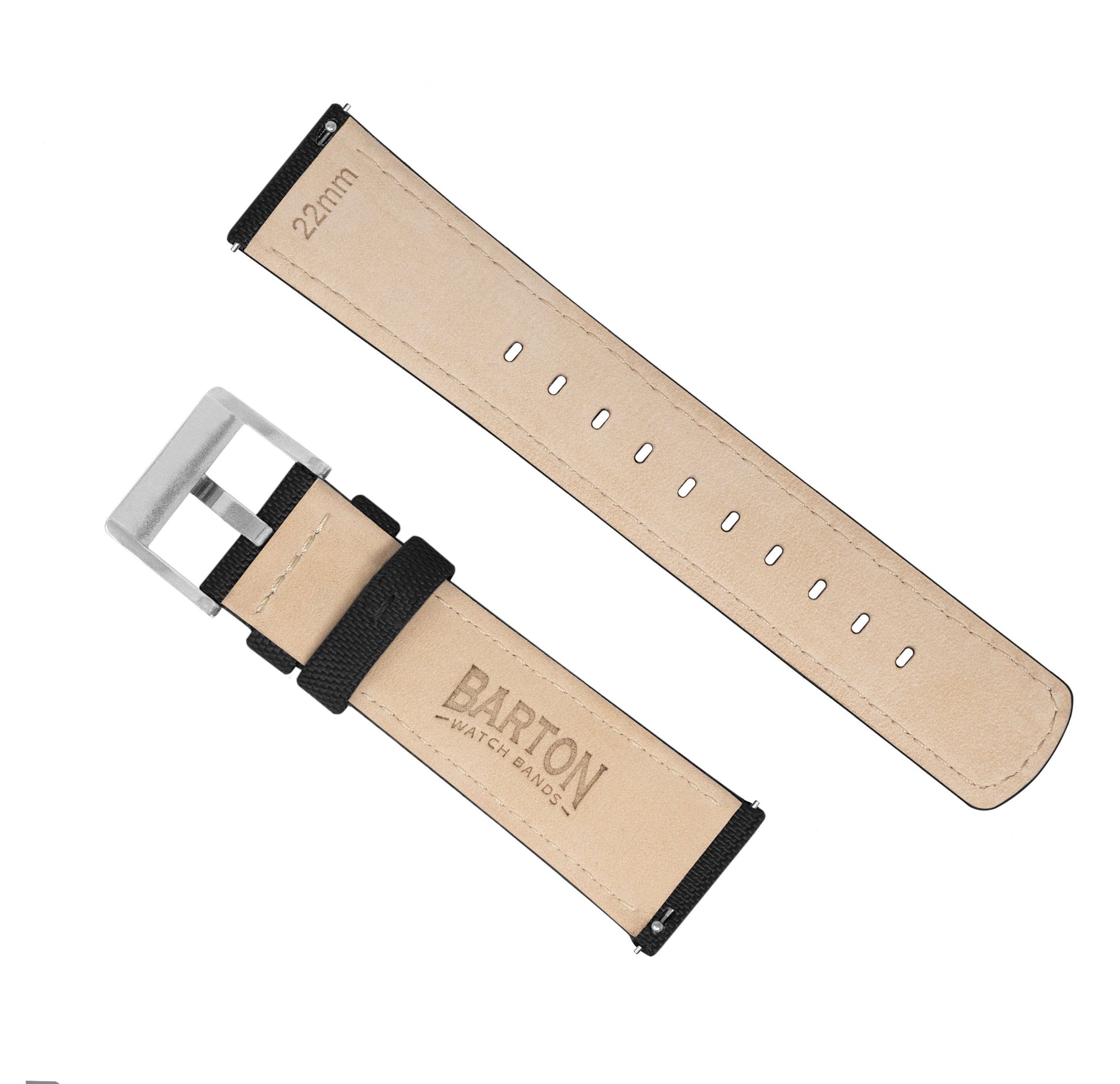 Pebble Smart Watches | Sailcloth Quick Release | Black - Barton Watch Bands