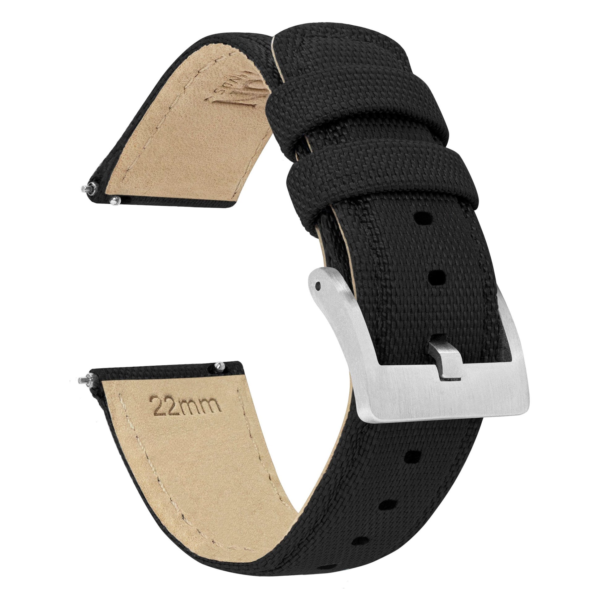 Pebble Smart Watches | Sailcloth Quick Release | Black - Barton Watch Bands