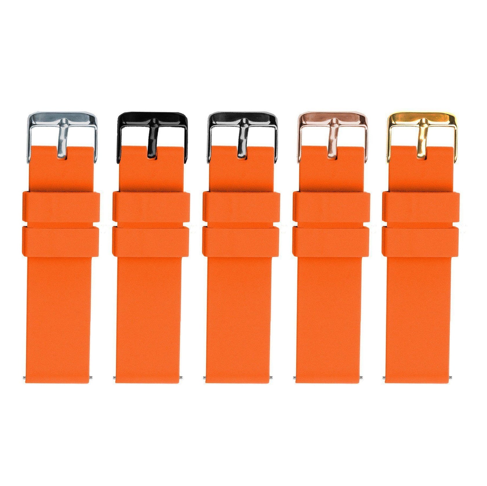 Orange Silicone Watch Band Easy Release Rubber Watch Straps BARTON