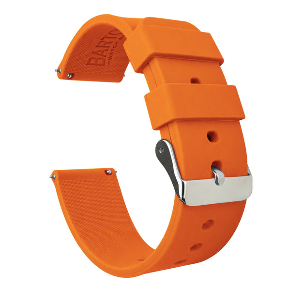 Orange Silicone Watch Band Easy Release Rubber Watch Straps