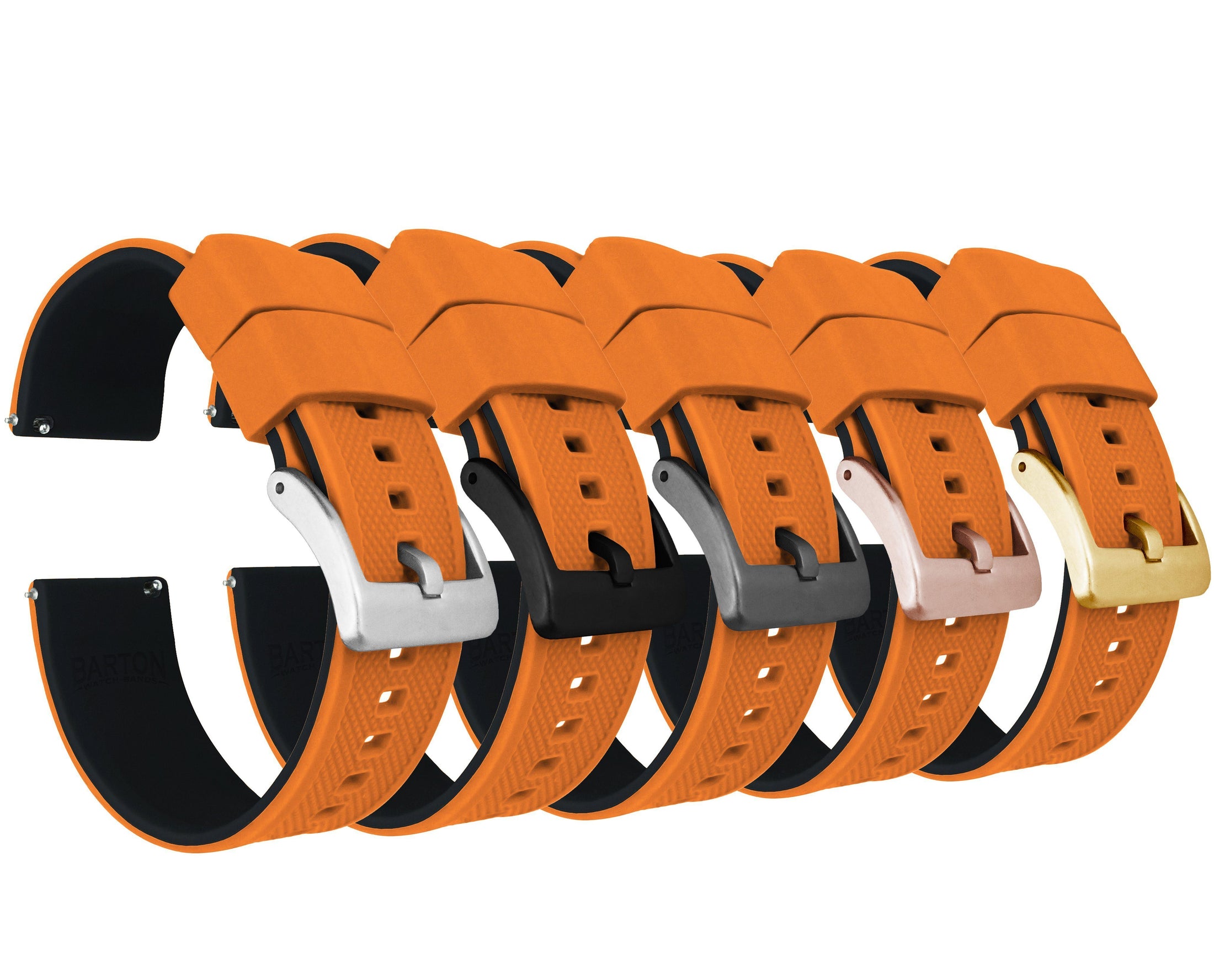 Pumpkin Orange Top / Black Bottom Elite Silicone Watch Bands BARTON