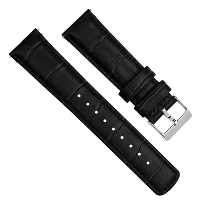 Samsung Galaxy Watch Active 2 | Black Alligator Grain Leather - Barton Watch Bands