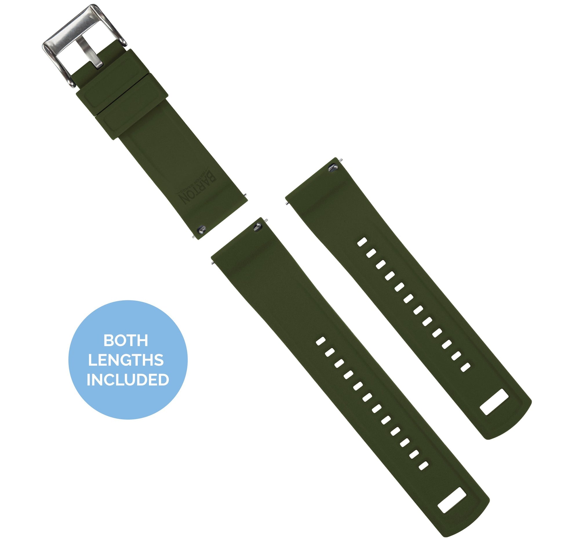 Samsung Galaxy Watch Active 2 | Elite Silicone | Black Top / Army Green Bottom - Barton Watch Bands
