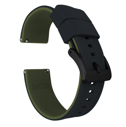 Samsung Galaxy Watch Active 2 | Elite Silicone | Black Top / Army Green Bottom - Barton Watch Bands