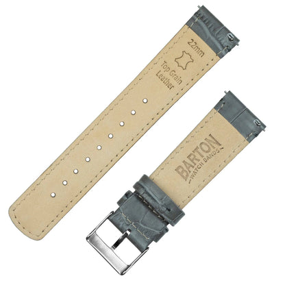 Samsung Galaxy Watch Active 2 | Smoke Grey Alligator Grain Leather - Barton Watch Bands