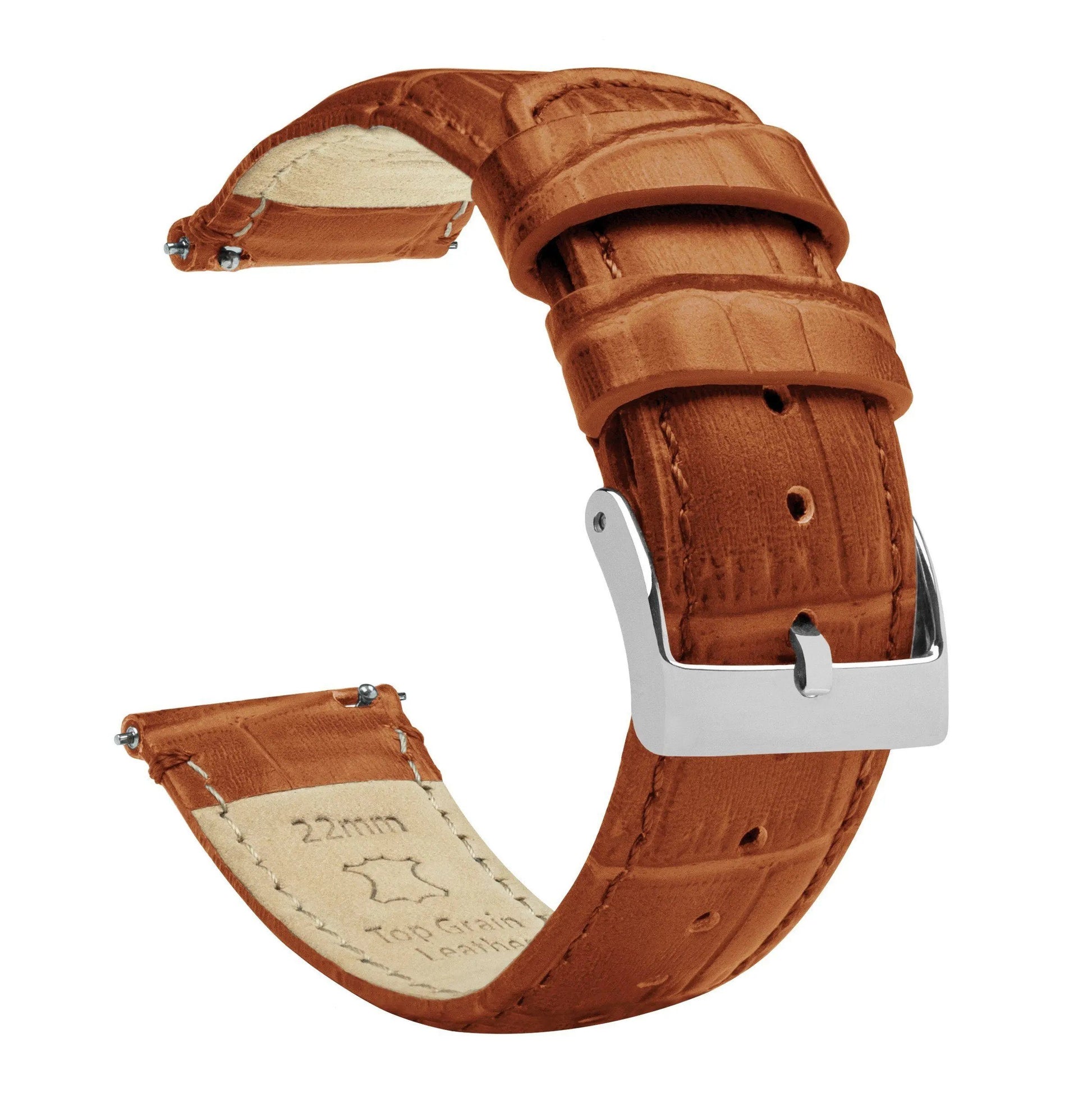 Samsung Galaxy Watch Active 2 | Toffee Brown Alligator Grain Leather - Barton Watch Bands