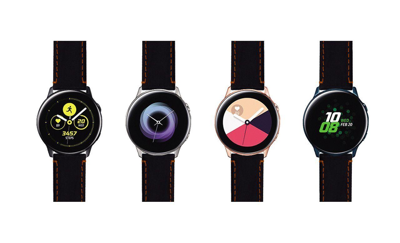 Samsung Galaxy Watch Active | Black Leather & Orange Stitching - Barton Watch Bands