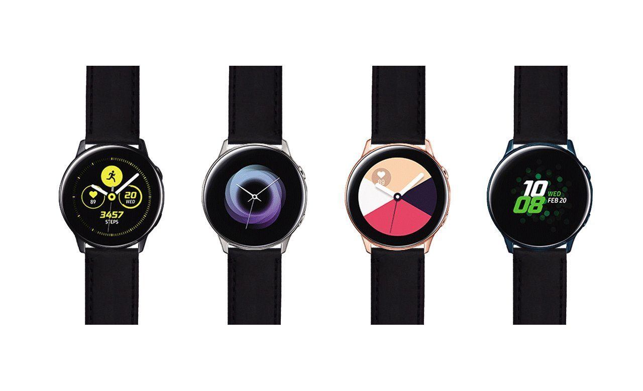 Samsung Galaxy Watch Active | Black Leather &  Stitching - Barton Watch Bands