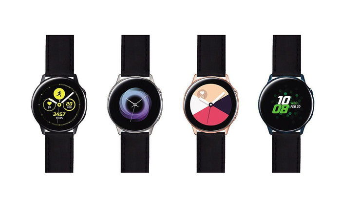 Samsung Galaxy Watch Active | Black Leather &  Stitching - Barton Watch Bands