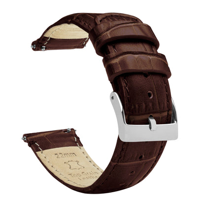 Samsung Galaxy Watch Active | Coffee Brown Alligator Grain Leather - Barton Watch Bands