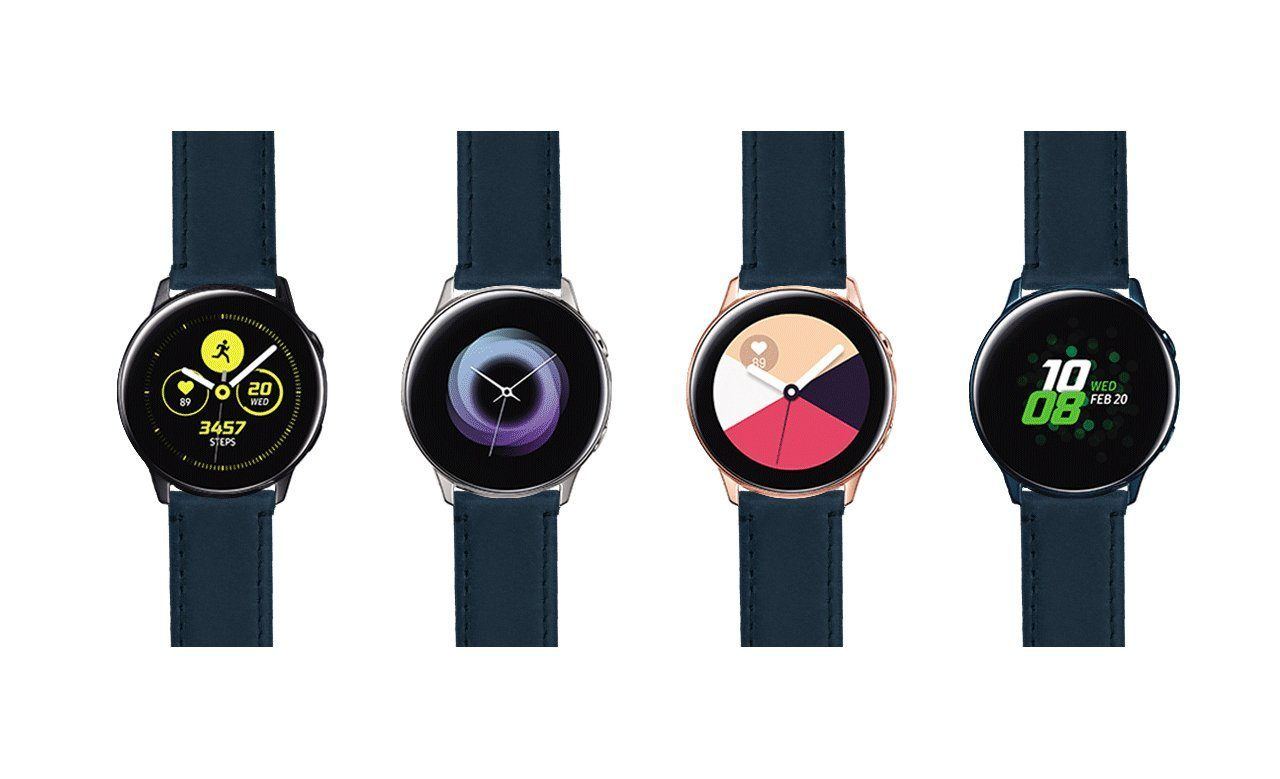 Samsung Galaxy Watch Active | Navy Blue Leather & Stitching - Barton Watch Bands