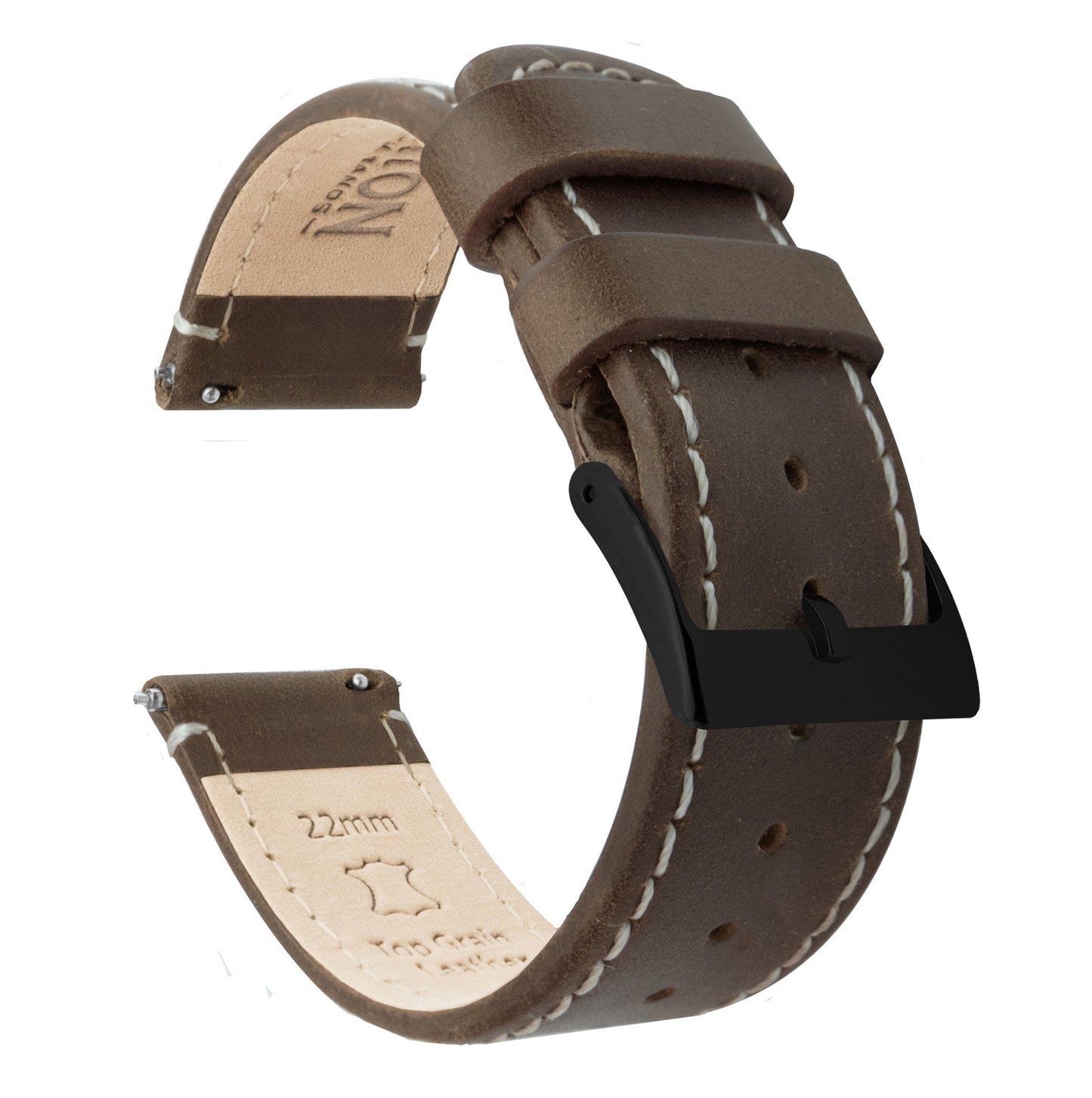 Samsung Galaxy Watch Active | Saddle Brown Leather & Linen White Stitching - Barton Watch Bands