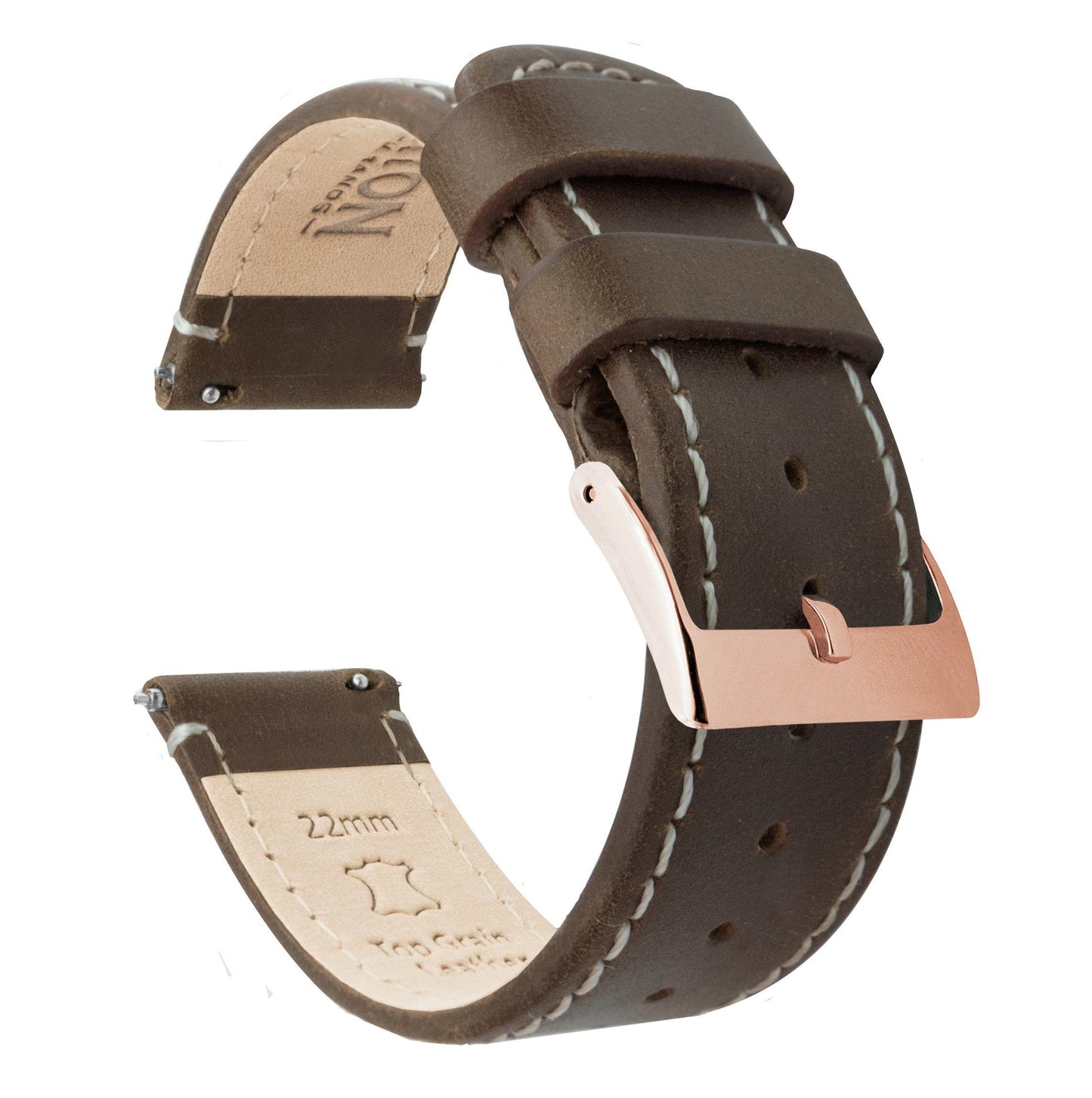 Samsung Galaxy Watch Active | Saddle Brown Leather & Linen White Stitching - Barton Watch Bands