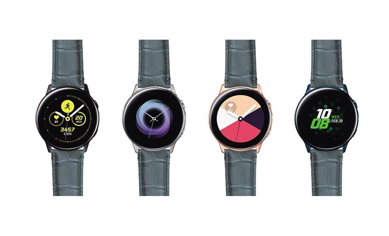 Samsung Galaxy Watch Active | Smoke Grey Alligator Grain Leather - Barton Watch Bands