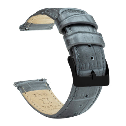 Samsung Galaxy Watch Active | Smoke Grey Alligator Grain Leather - Barton Watch Bands