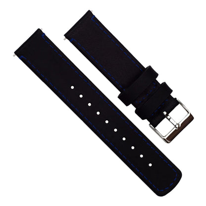 Samsung Galaxy Watch | Black Leather & Blue Stitching - Barton Watch Bands