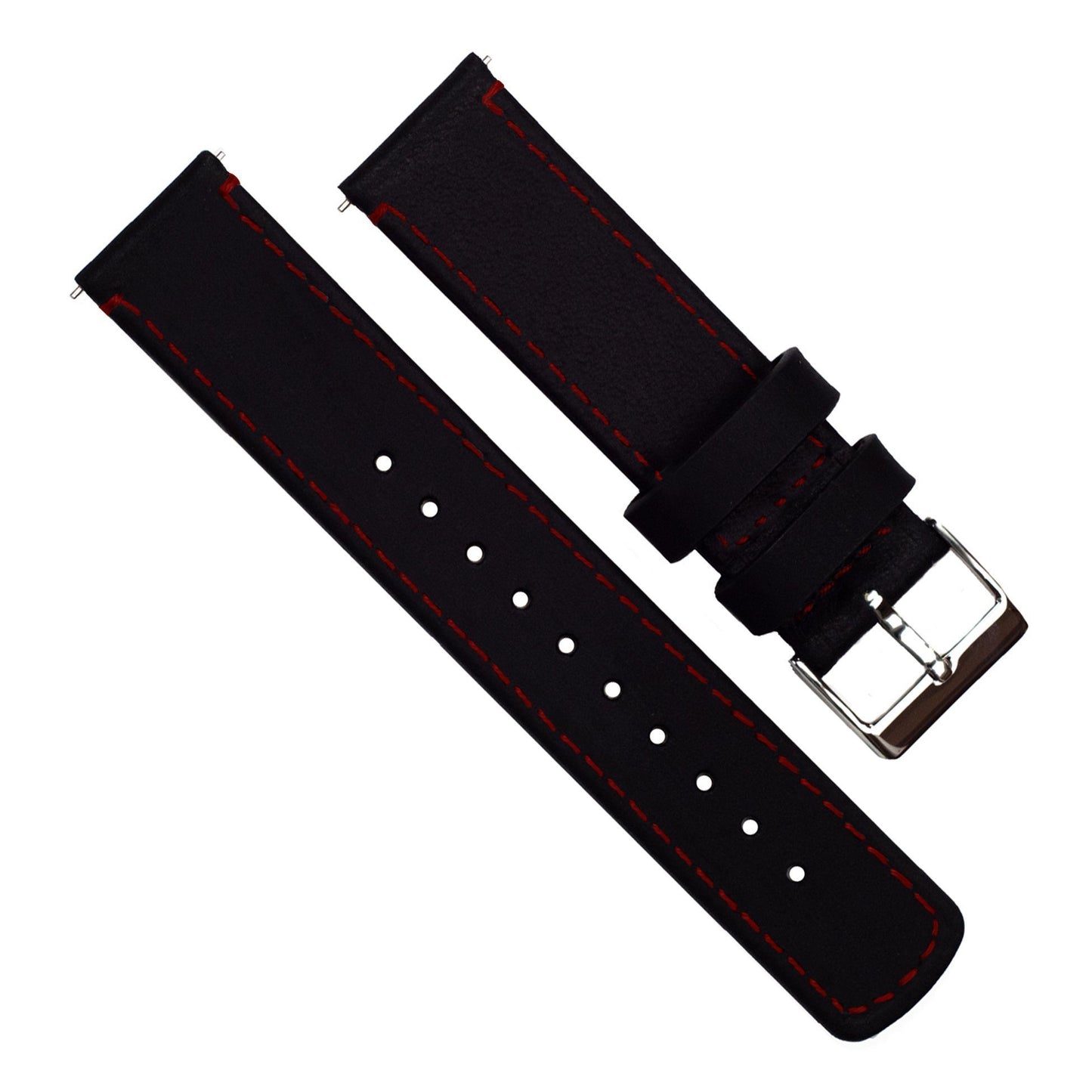Samsung Galaxy Watch | Black Leather & Crimson Red Stitching - Barton Watch Bands