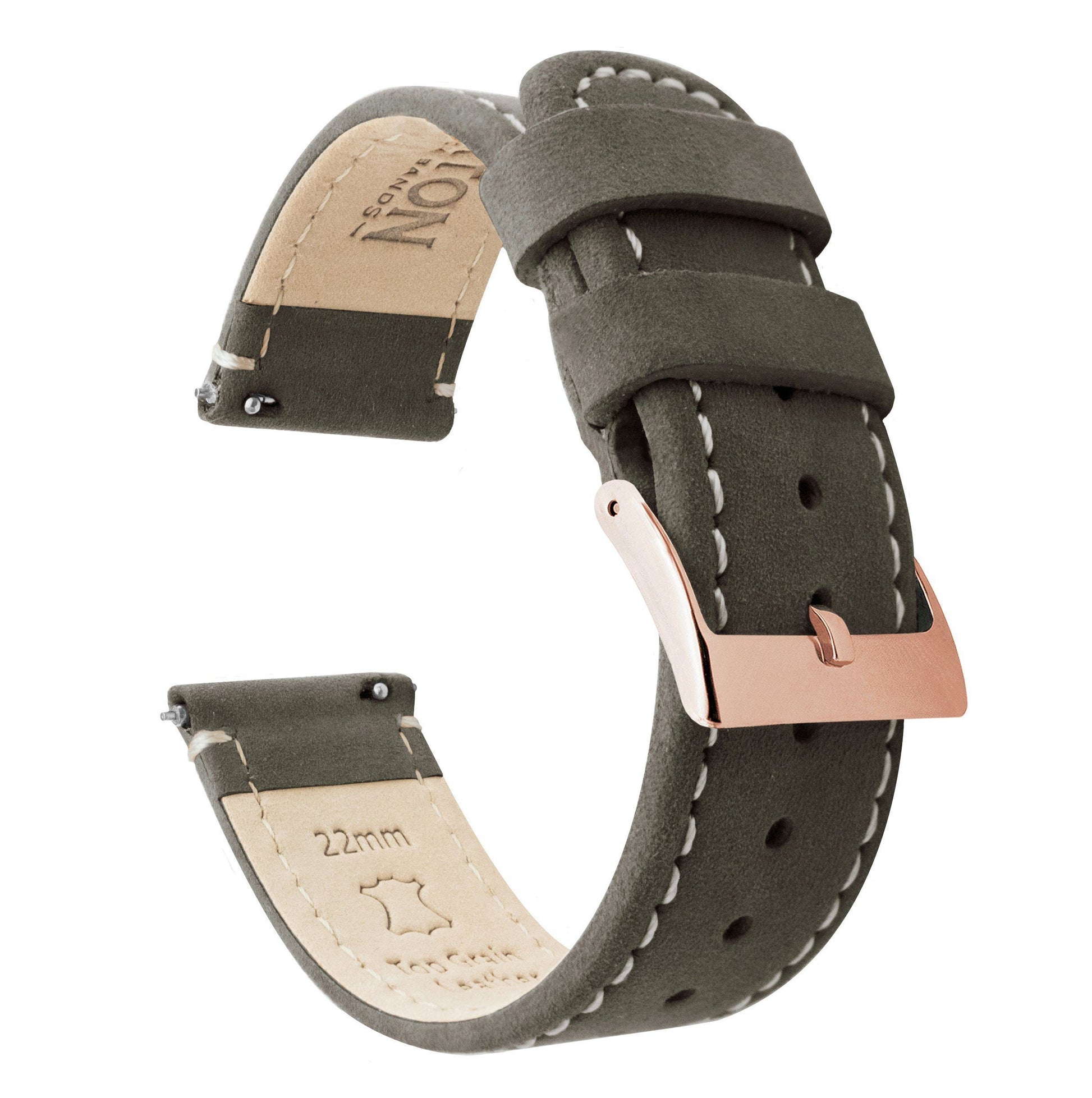 Samsung Galaxy Watch | Espresso Brown Leather & Linen White Stitching - Barton Watch Bands