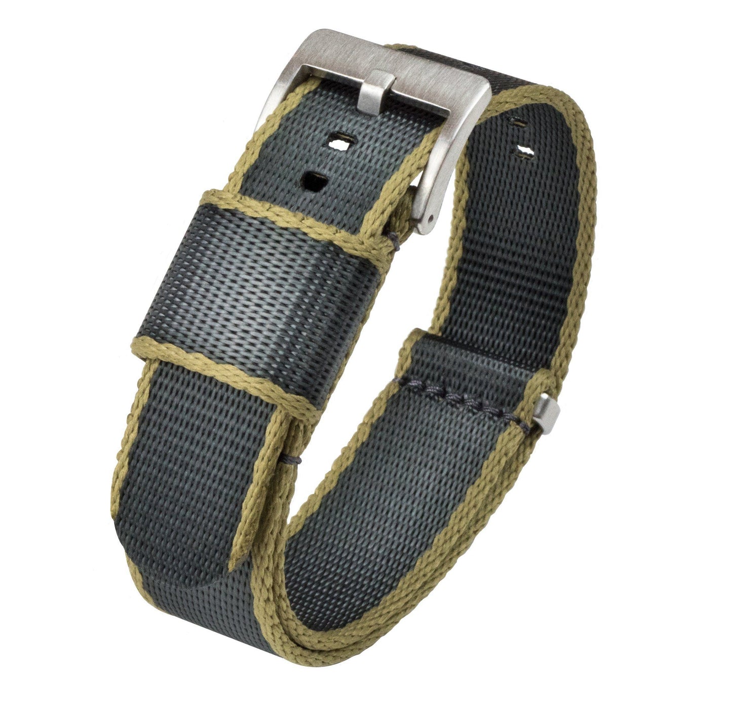 Slate Grey - Tan Edges | Elite Nylon NATO Style - Barton Watch Bands