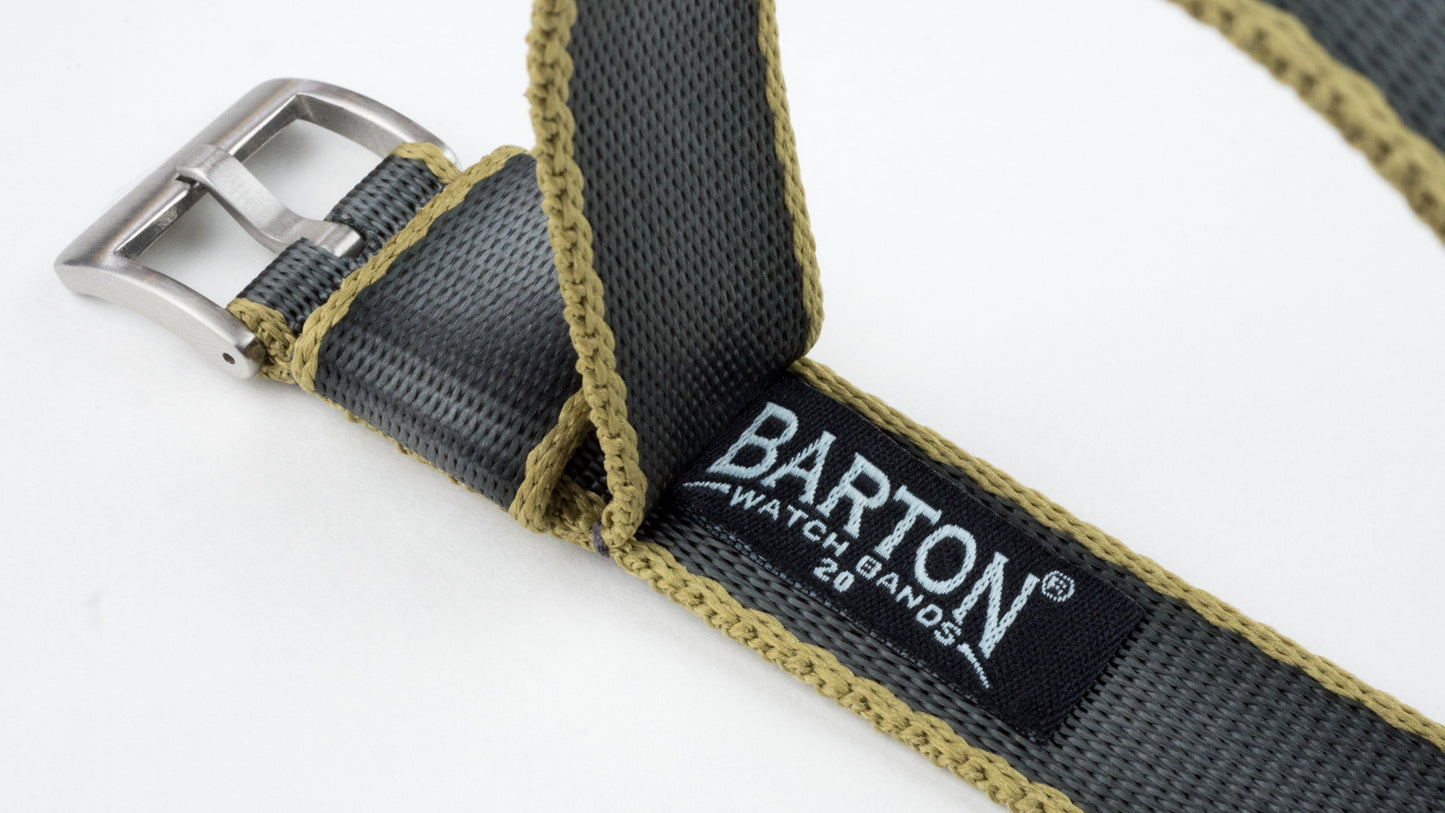Slate Grey - Tan Edges | Elite Nylon NATO® style - Barton Watch Bands