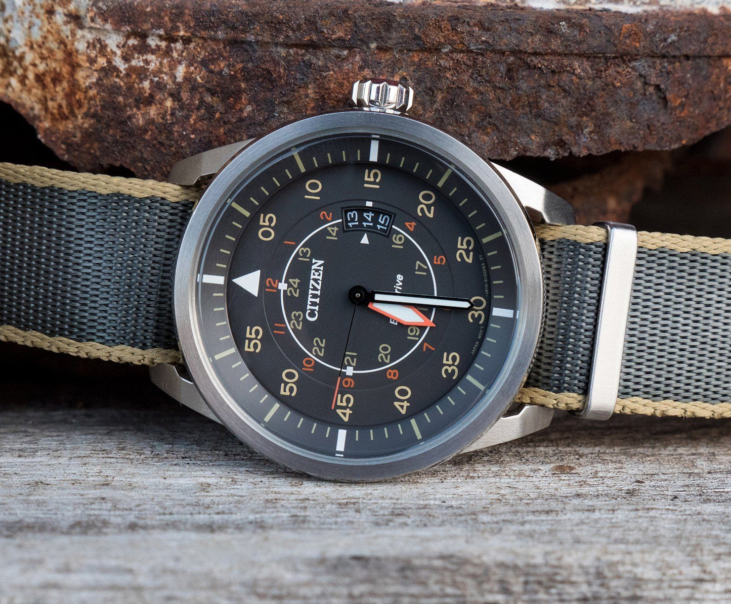 Slate Grey - Tan Edges | Elite Nylon NATO® style - Barton Watch Bands
