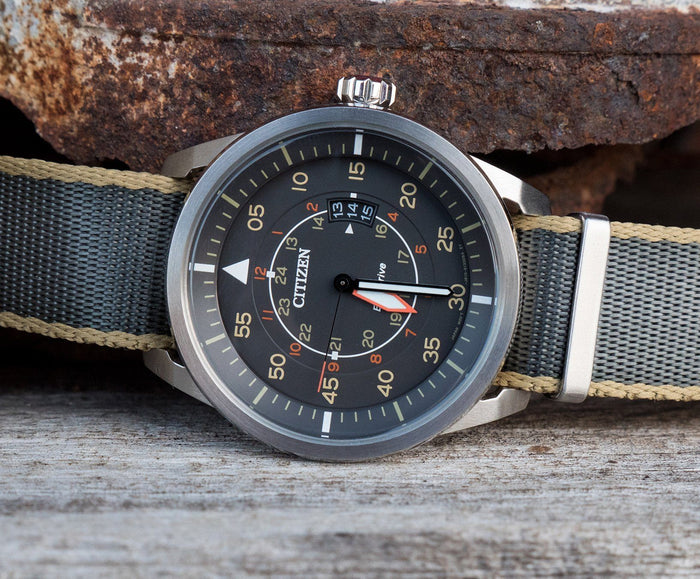 Slate Grey - Tan Edges | Elite Nylon NATO® style - Barton Watch Bands