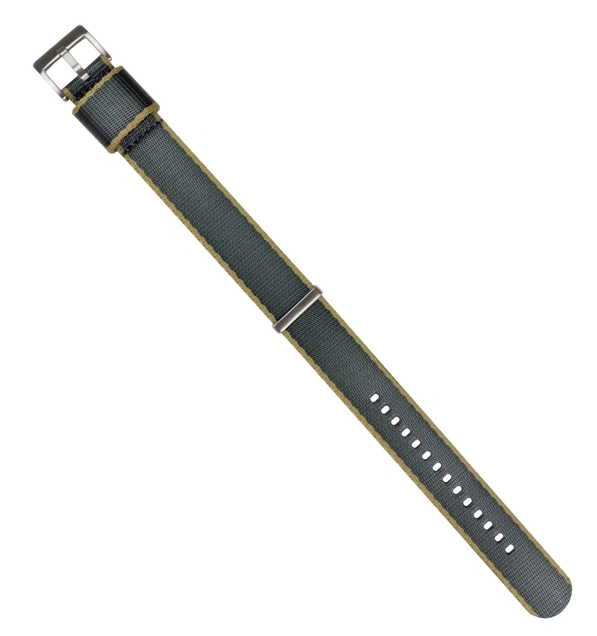 Slate Grey - Tan Edges | Elite Nylon NATO Style - Barton Watch Bands