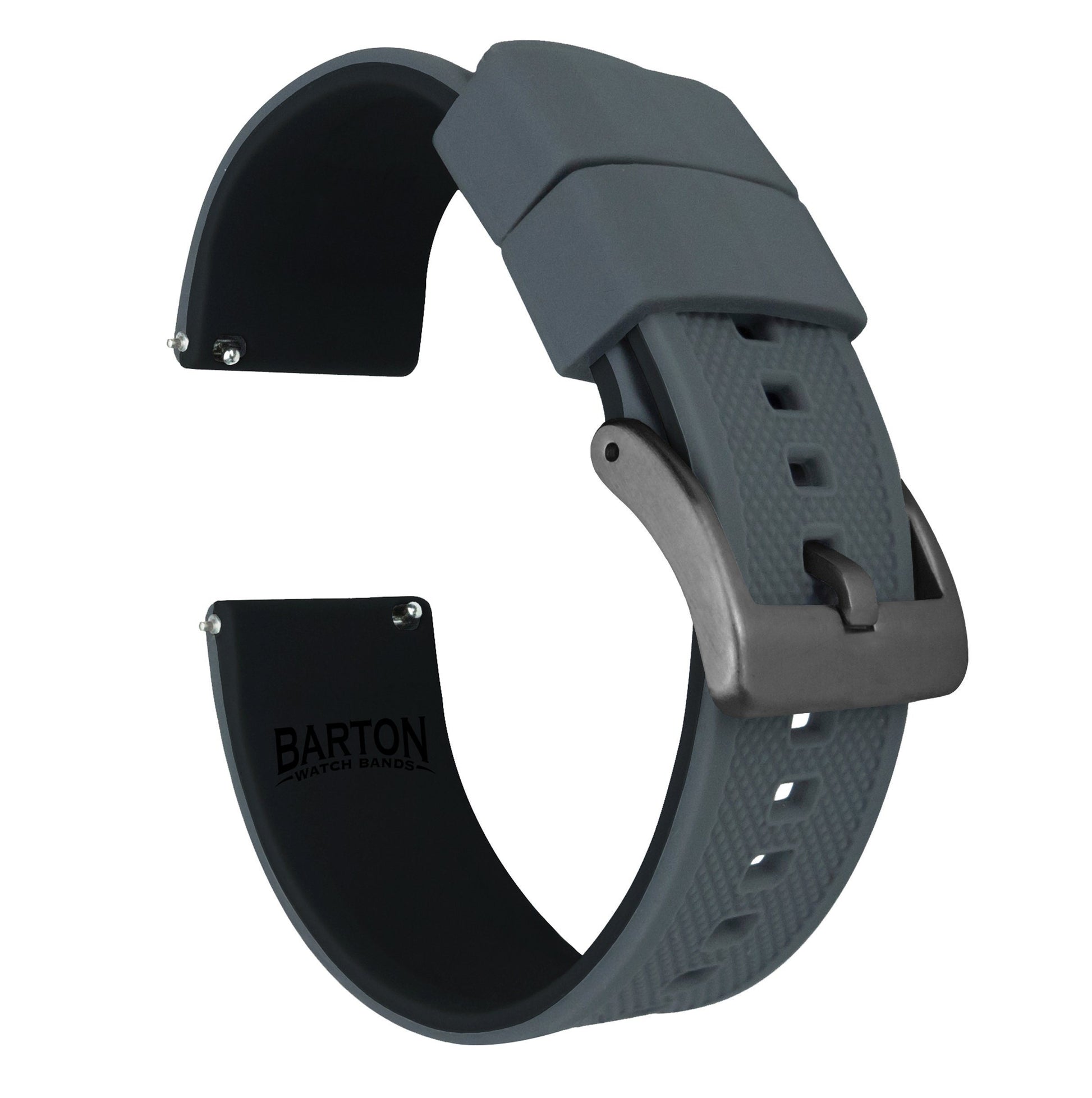 Smoke Grey Top / Black Bottom | Elite Silicone - Barton Watch Bands