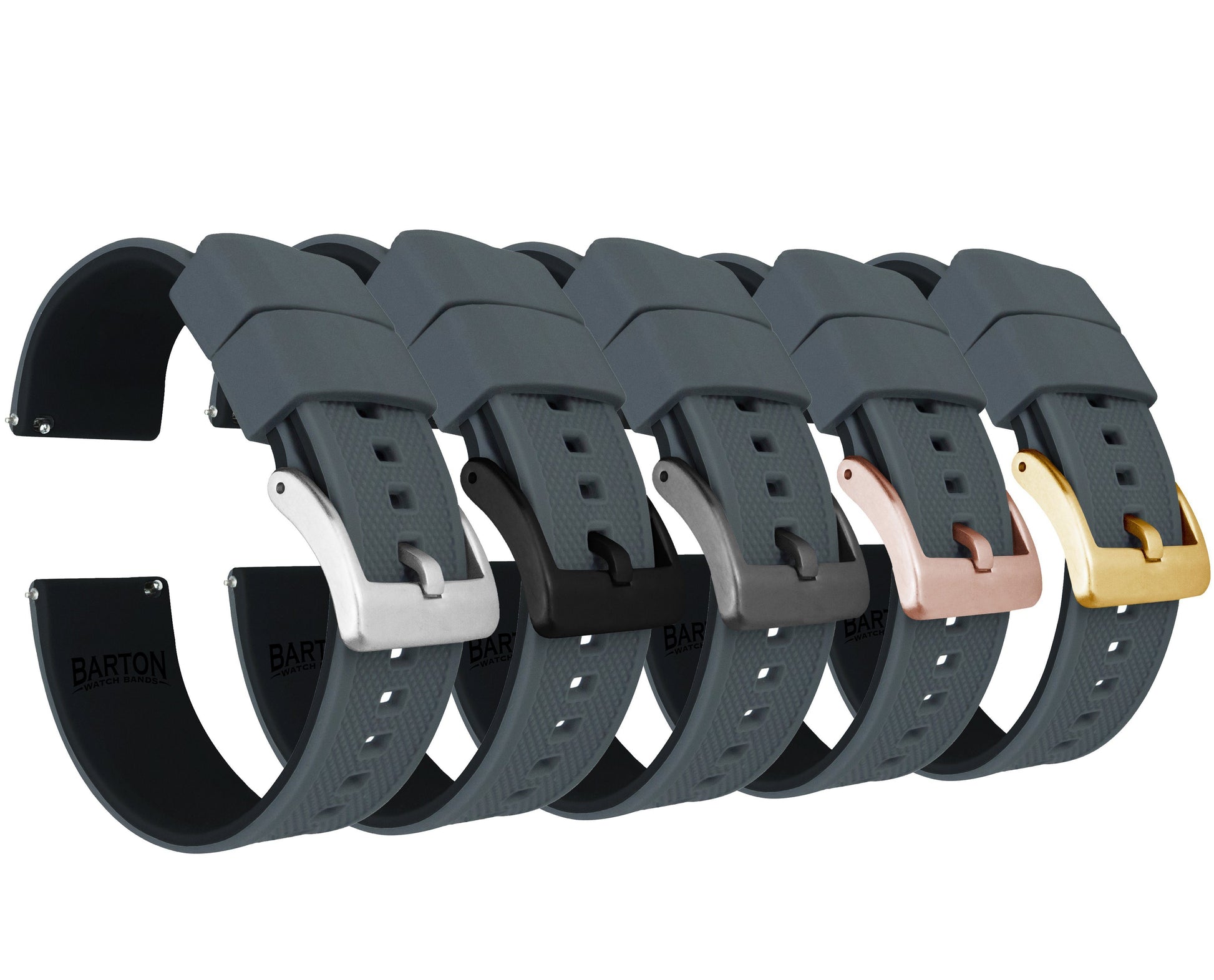 Smoke Grey Top / Black Bottom | Elite Silicone - Barton Watch Bands