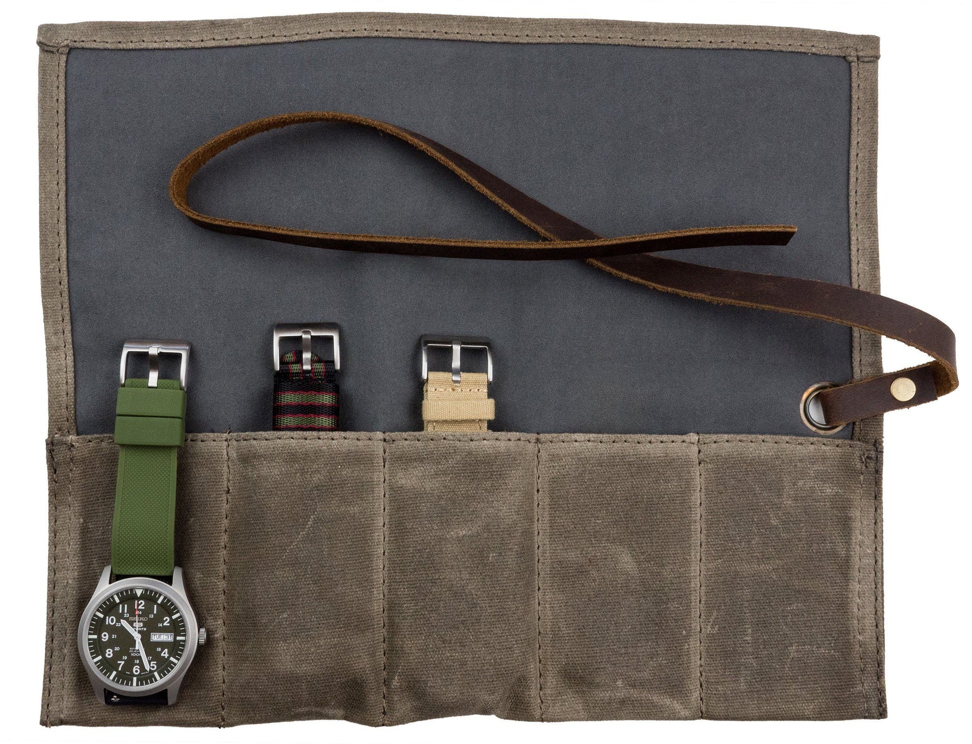 BARTON Watch Roll - Brown Recycled Leather Watch Travel Case & Watch Band  Storage - 1 Watch Case