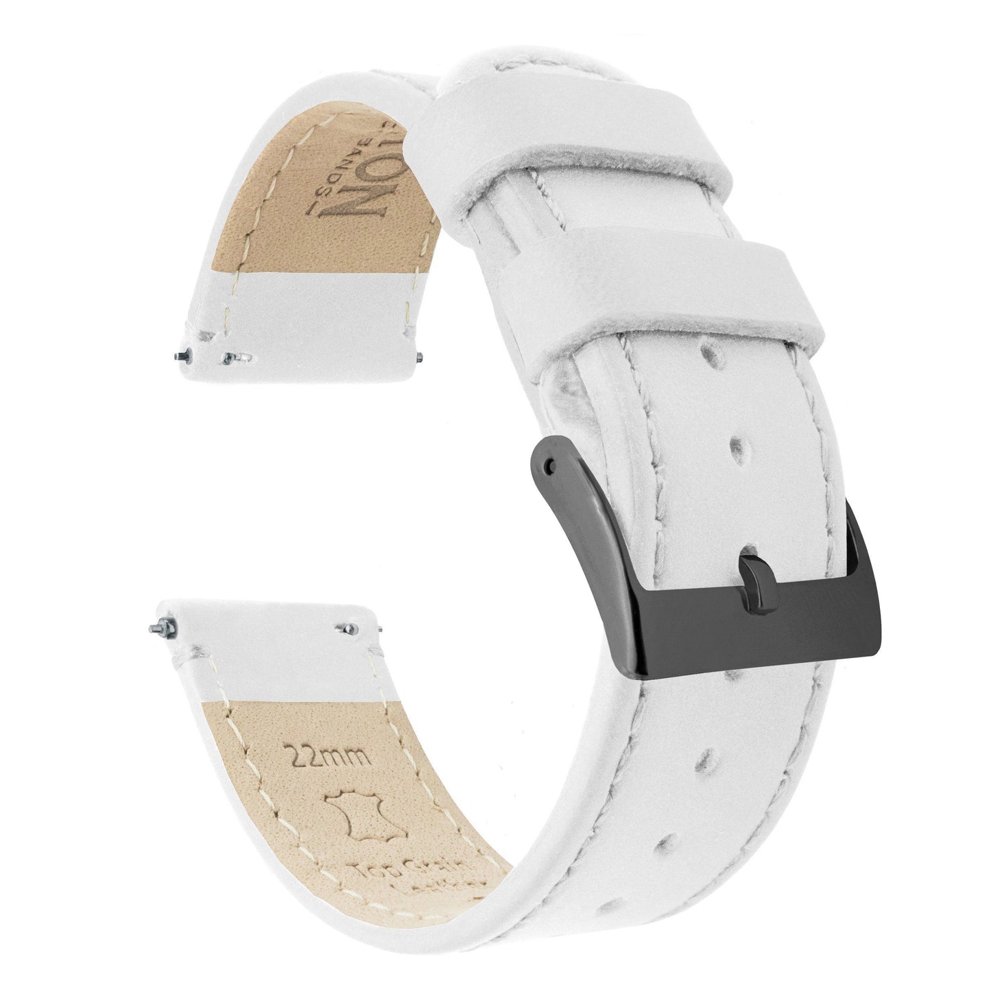 White Leather | White Stitching - Barton Watch Bands