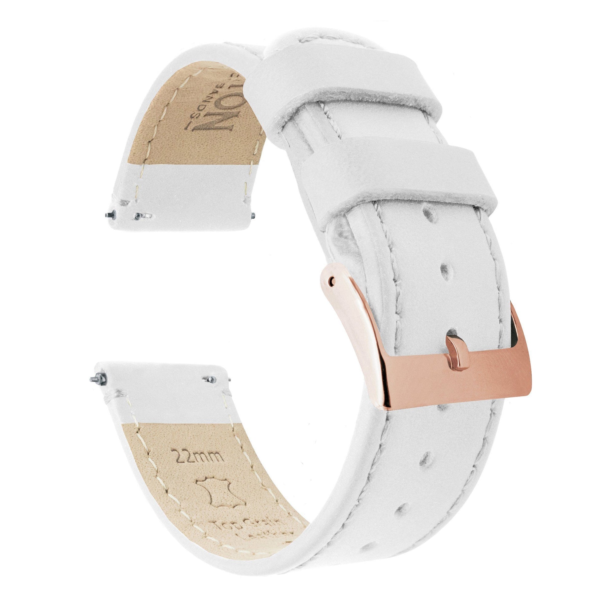 White Leather | White Stitching - Barton Watch Bands